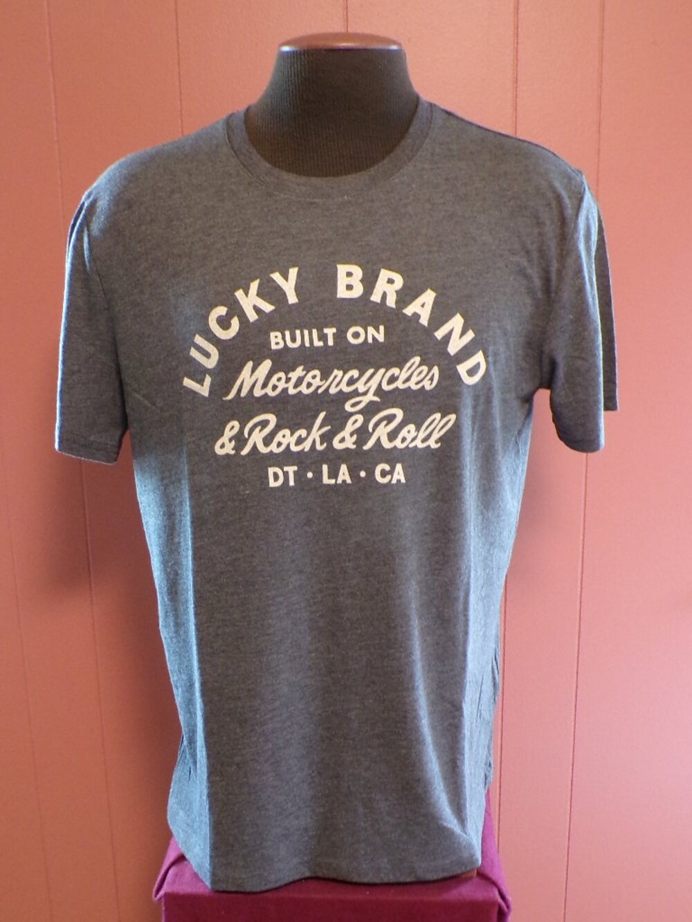 Lucky Brand NWT Men's Graphic Tee "Built on Motorcycles" Black L or XL
